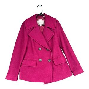 Windsmoor UK 10 Fuchsia Wool Blend Pea Coat Double Breasted England Regal Royal